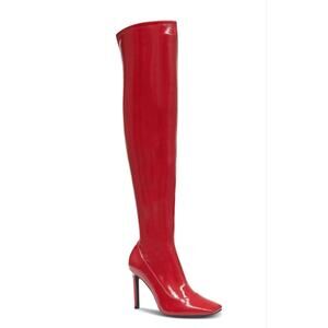 NEW I.N.C. International Concept Red Over The Knee Boots Womens 6 Patent Leather